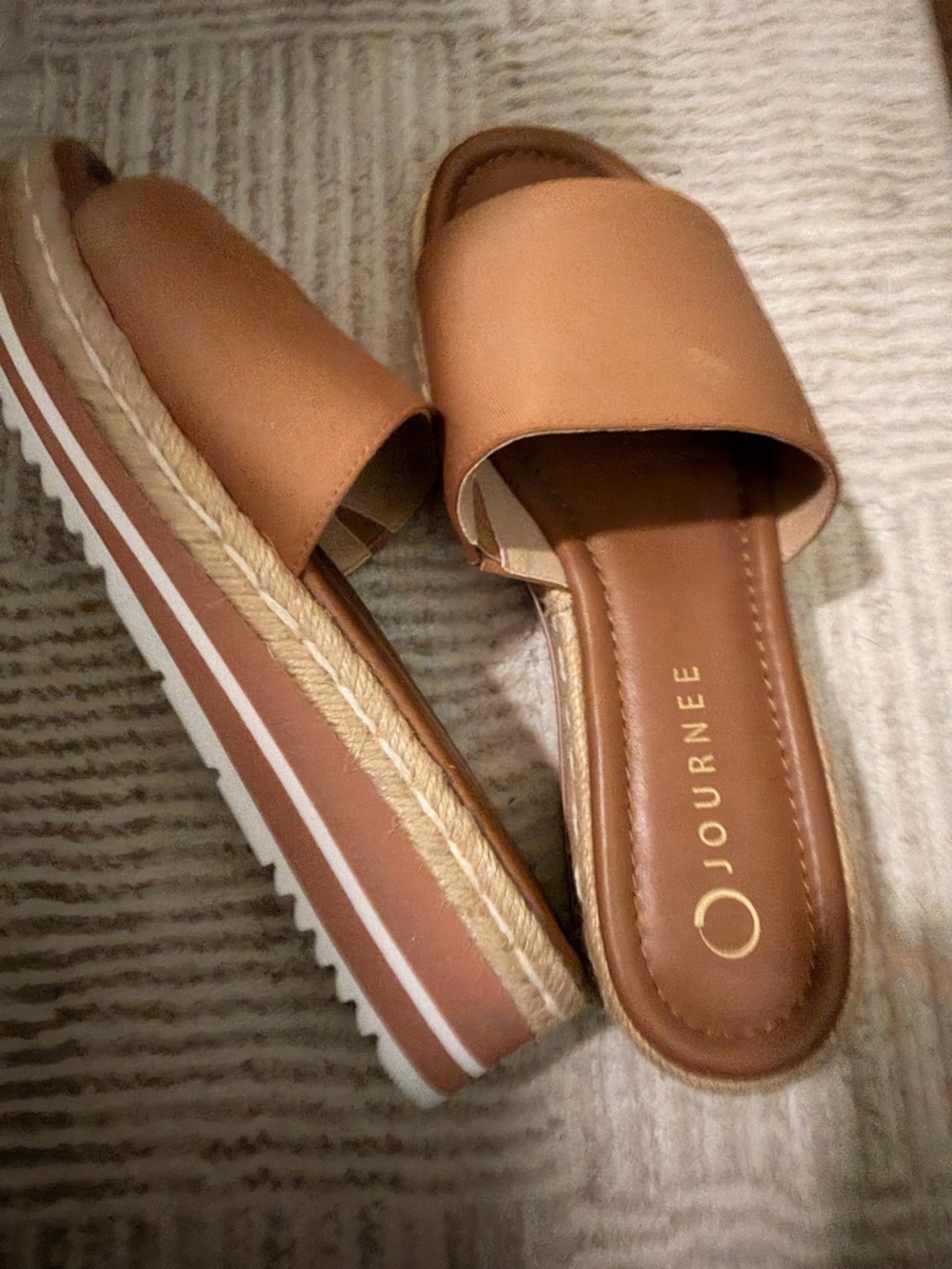 Journee Collection Tan Espadrille Slide Mules New